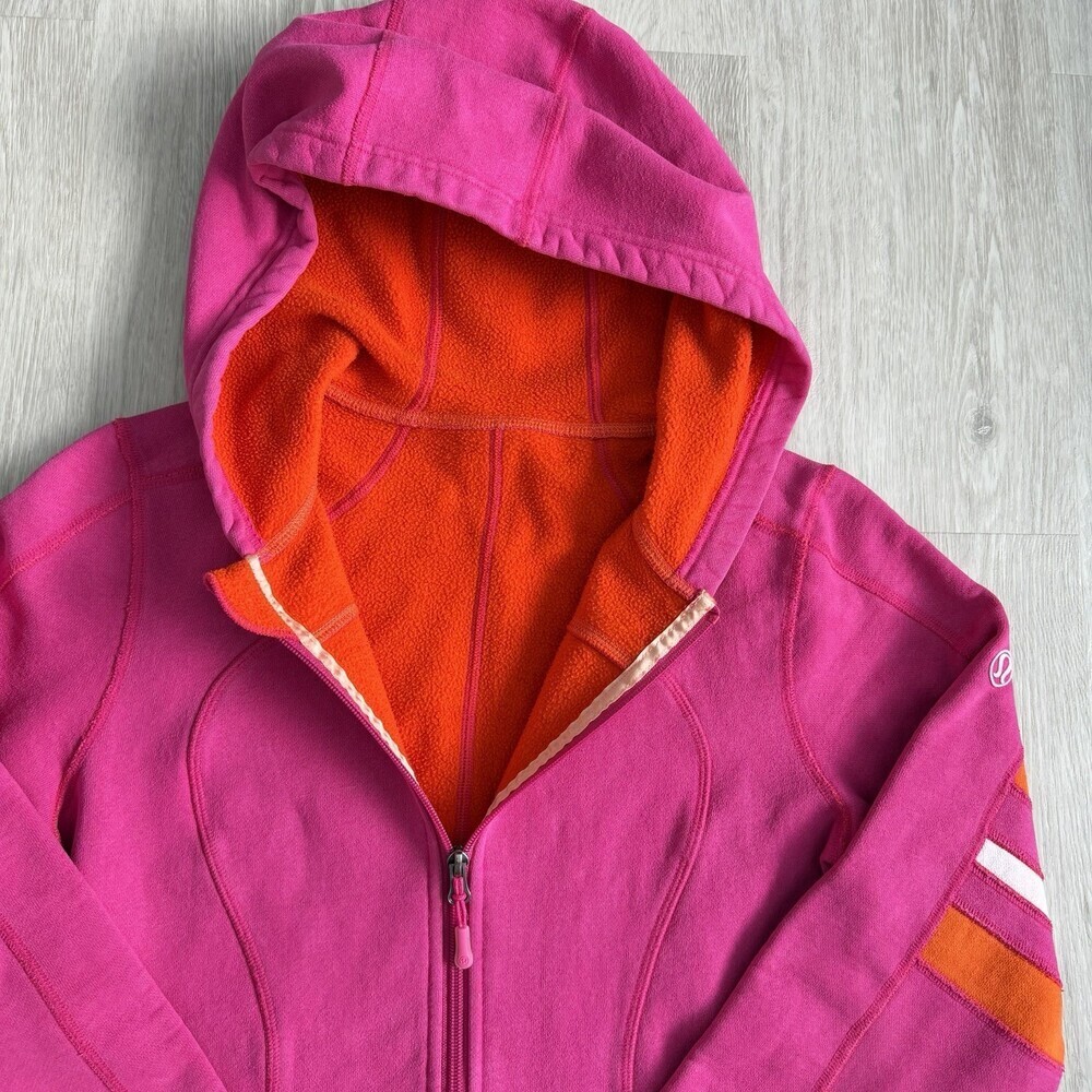 RARE VTG Lululemon Scuba Hoodie Boom Juice Pink Striped Size 8 OG Canada - Picture 4 of 10